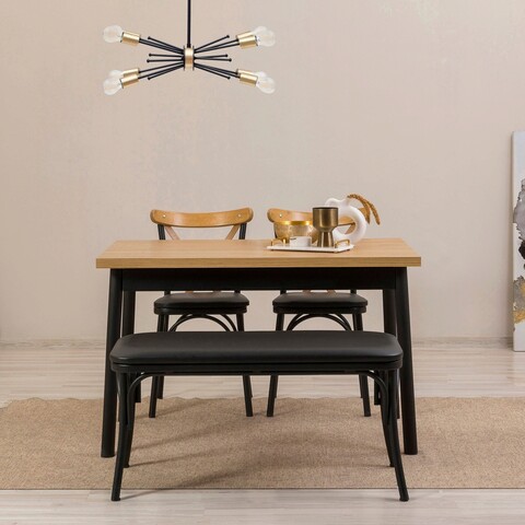 Set masa si scaune 4 piese, vella, olv-sa-tk20, pal, negru