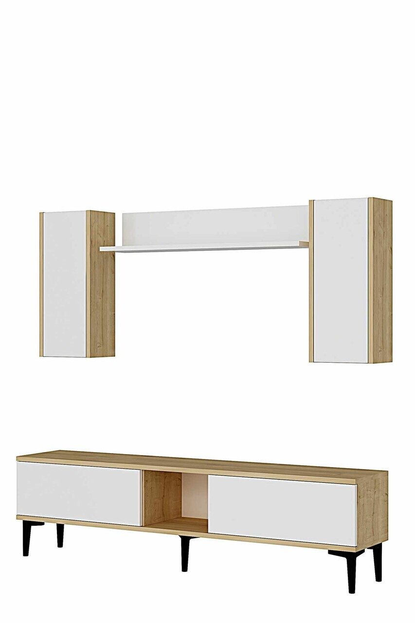 Comoda TV, Hanah Home, Didema 150, 150x40.5x30 cm, Stejar Safir / Alb — imaginea 5