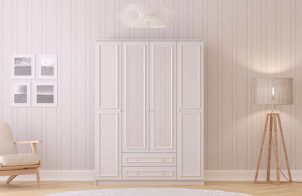 Dulap pentru haine, Rabi, Rb-186-02, 140x182x52 cm, Alb mat - 1 | YEO