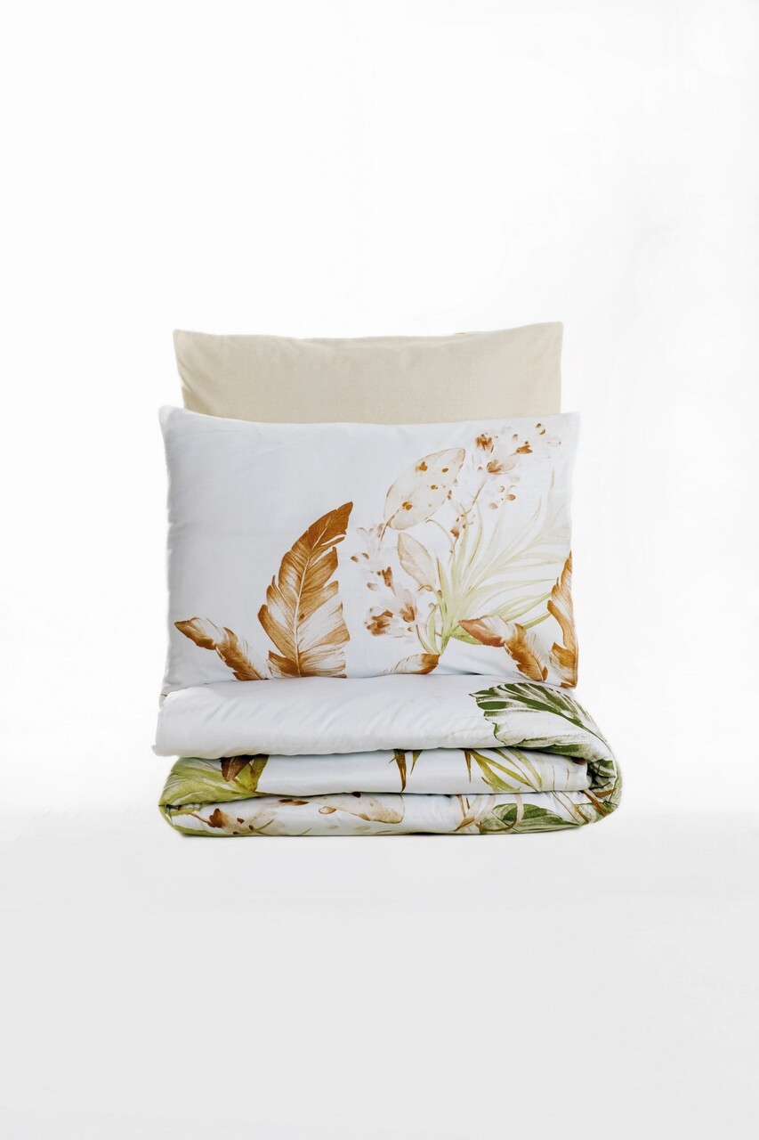 Lenjerie de pat dubla, Luster - Beige, Cotton Box, Bumbac Satinat