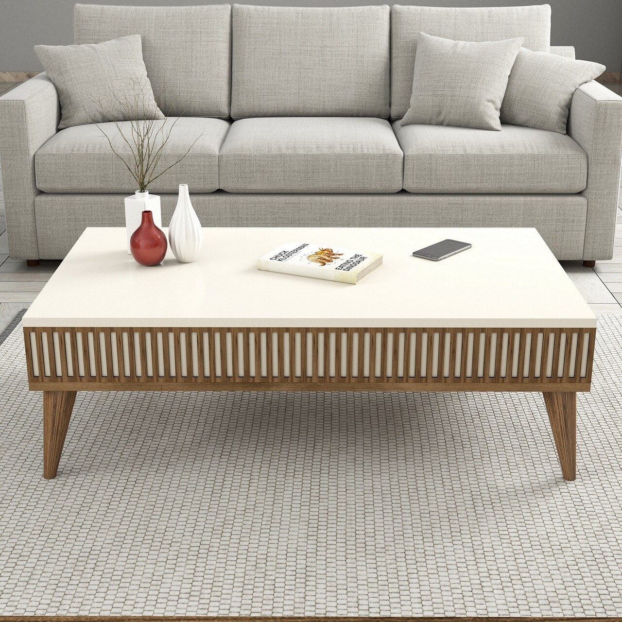 Masuta de cafea, Hommy Craft, Milan, 105x34.6x60 cm, PAL, Maro/Crem - 1 | YEO