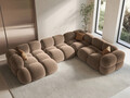 Coltar panoramic dreapta 5 locuri, Loretto, Cosmopolitan Design, 345x250x68 cm, catifea, bej inchis