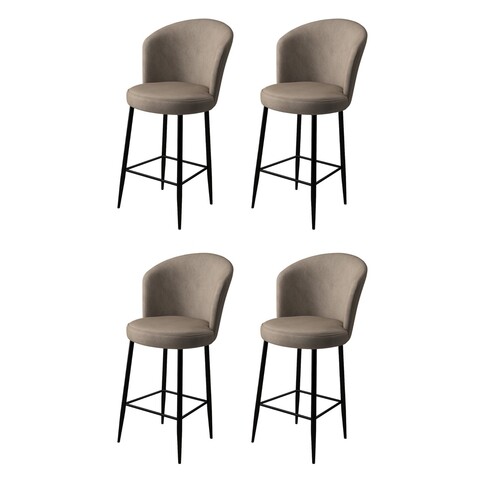 Set scaune  de bar 4 piese, Charlotte, Fora, Metal, Cappuccino / Negru