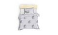 Lenjerie de pat pentru o persoana, Eponj Home, Palma 143EPJ09408, 2 piese, amestec bumbac, alb/gri