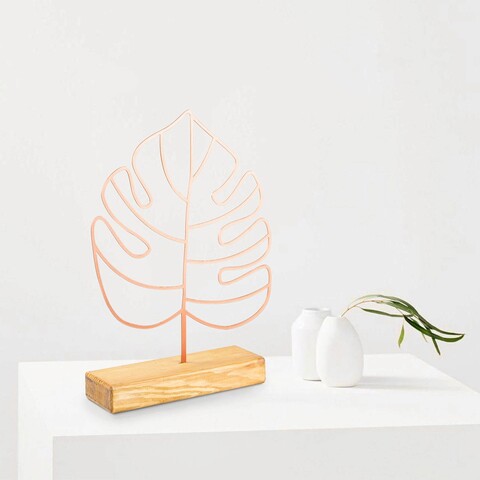 Decoratiune, large leaf, 30x41x4 cm, metal, cupru