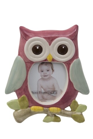 Rama foto owl, mauro ferretti, 13.7x16 cm, portelan, multicolor