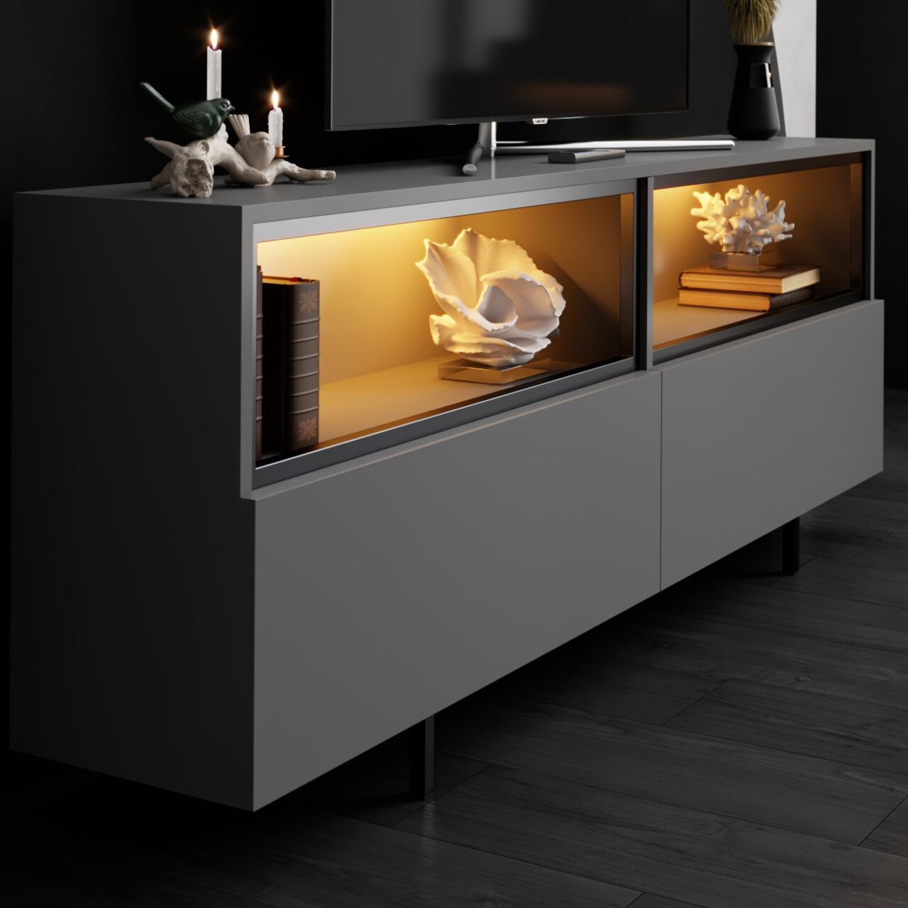 Comoda TV, Hanah Home, Ekol Up, 180x67x32 cm, Antracit - view 4