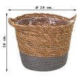 Cos pentru depozitare, Creaciones Meng, 16x19 cm, stuf/hartie impletita, natural/gri