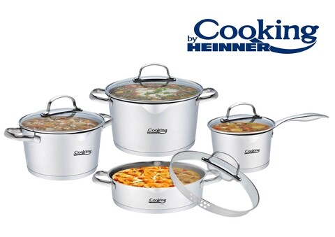 Set pentru gatit Troya, Heinner, 8 piese, inox, argintiu Argintiu
