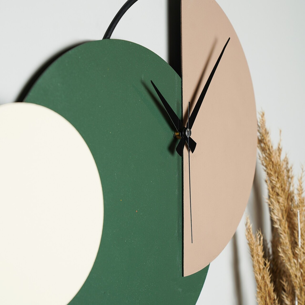 Ceas de perete, Mateen, Metal, Diametru: 47 cm, Verde / Maro / Crem — imaginea 2