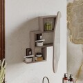 Dulap de baie, Decortie, Cloud Storage Bathroom Wall Mirror, 60x75x13 cm, PAL, Mocha