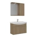 Set Dulap de Baie cu Chiuvetă și Oglindă (2 Piese), Hanah Home, Purus 80, Stejar