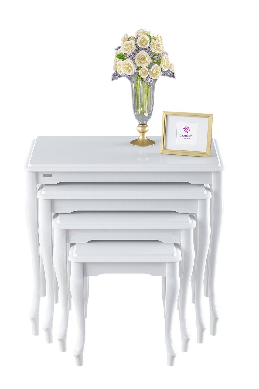 Set masute Nesting 4 piese, Hanah Home, Roma Avangart, Alb — imaginea 2