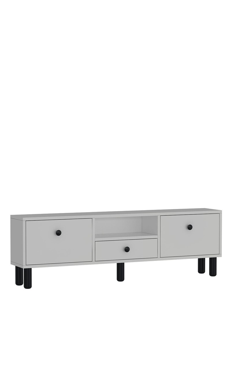 Comoda TV, Hanah Home, 1310-DROP-1, 140x45x30 cm, PAL , Alb/Negru - view 4