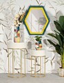 Set 2 masute inalte Wedding, Mauro Ferretti, 50x90 cm, 40x70 cm, lemn de pin/MDF/metal, crem/auriu