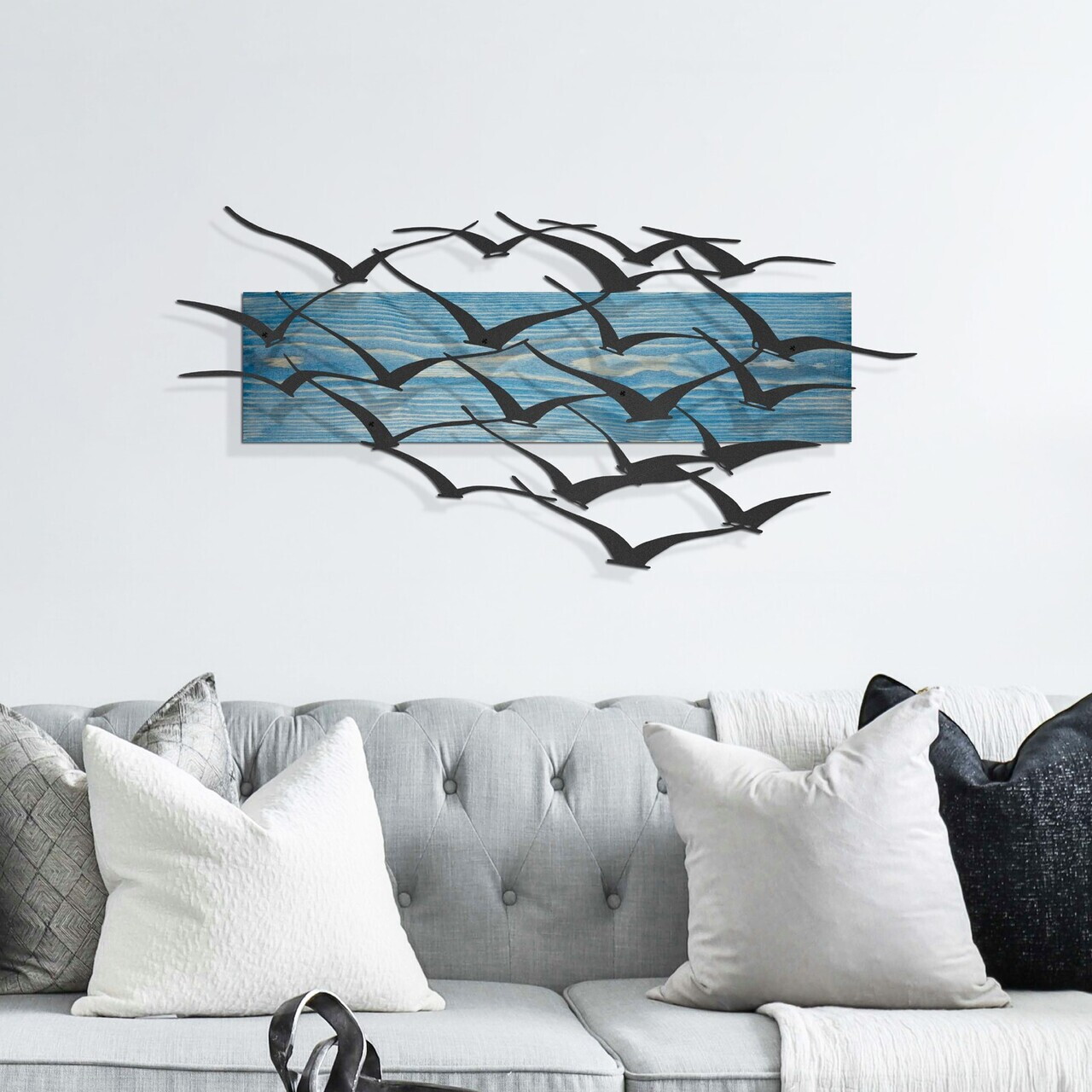 Decoratiune de perete, Ventus, Cadru: Lemn (Grosime: 2 cm), Albastru/Negru — imaginea 3