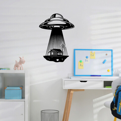 Decoratiune de perete, in the shadow of ufo, metal, 50 x 70 cm, negru