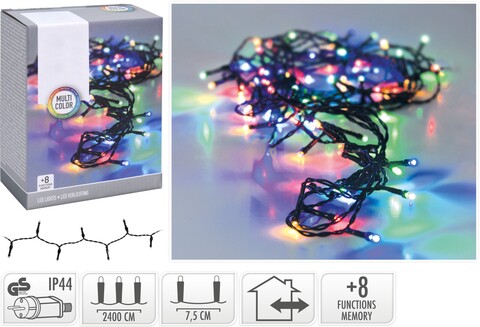 Instalatie de Craciun pentru exterior, 320 LED-uri, 2400 cm, lumina multicolora