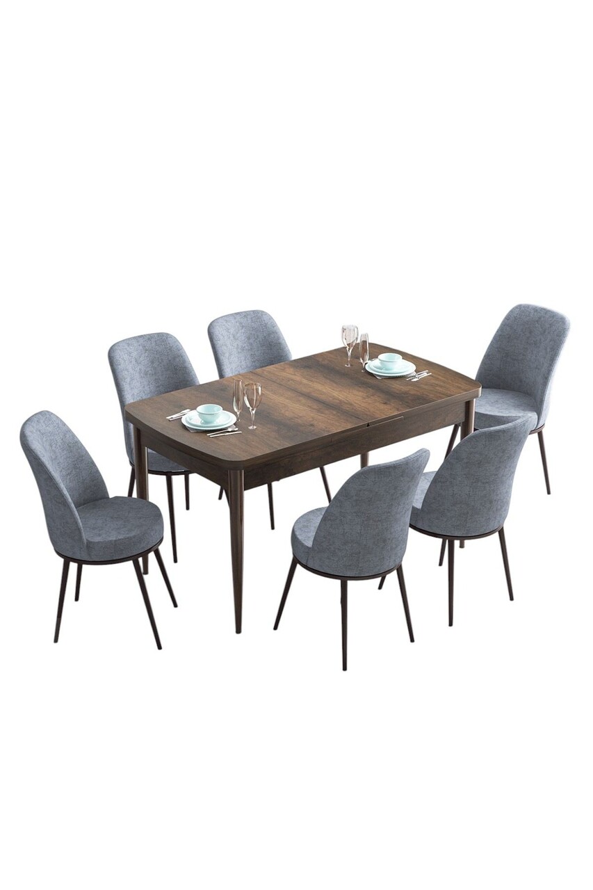 Set masa extensibila si scaune, Hanah Home, Han, Baroc / Gri - view 2