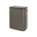 Cos de gunoi cu soft touch, Brabantia, Bo Touch Platinum, 60 L, 31.2x54.5x65.6 cm, otel, gri