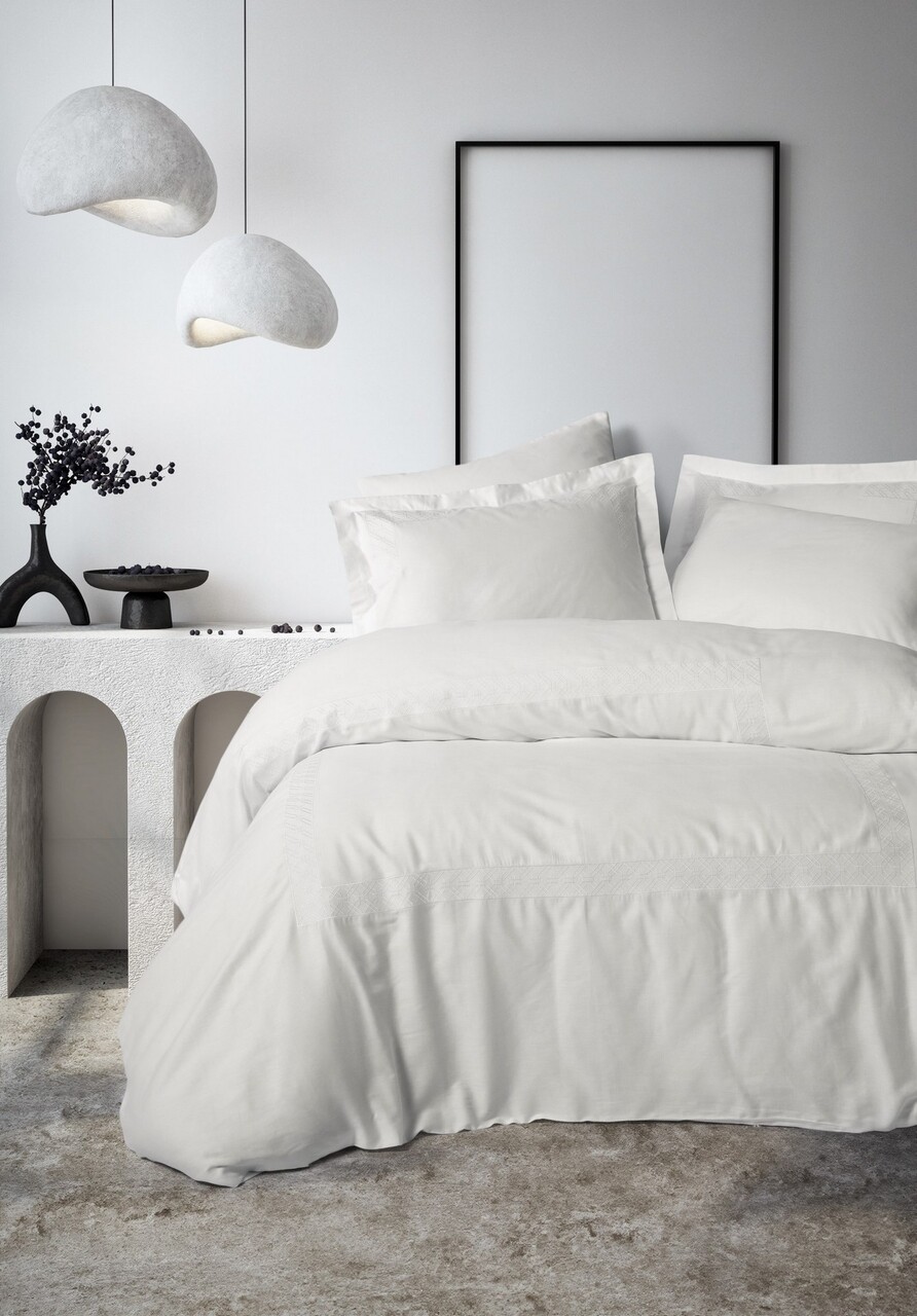 Lenjerie de pat dubla, Galant - White, Cotton Box, Bumbac Satinat