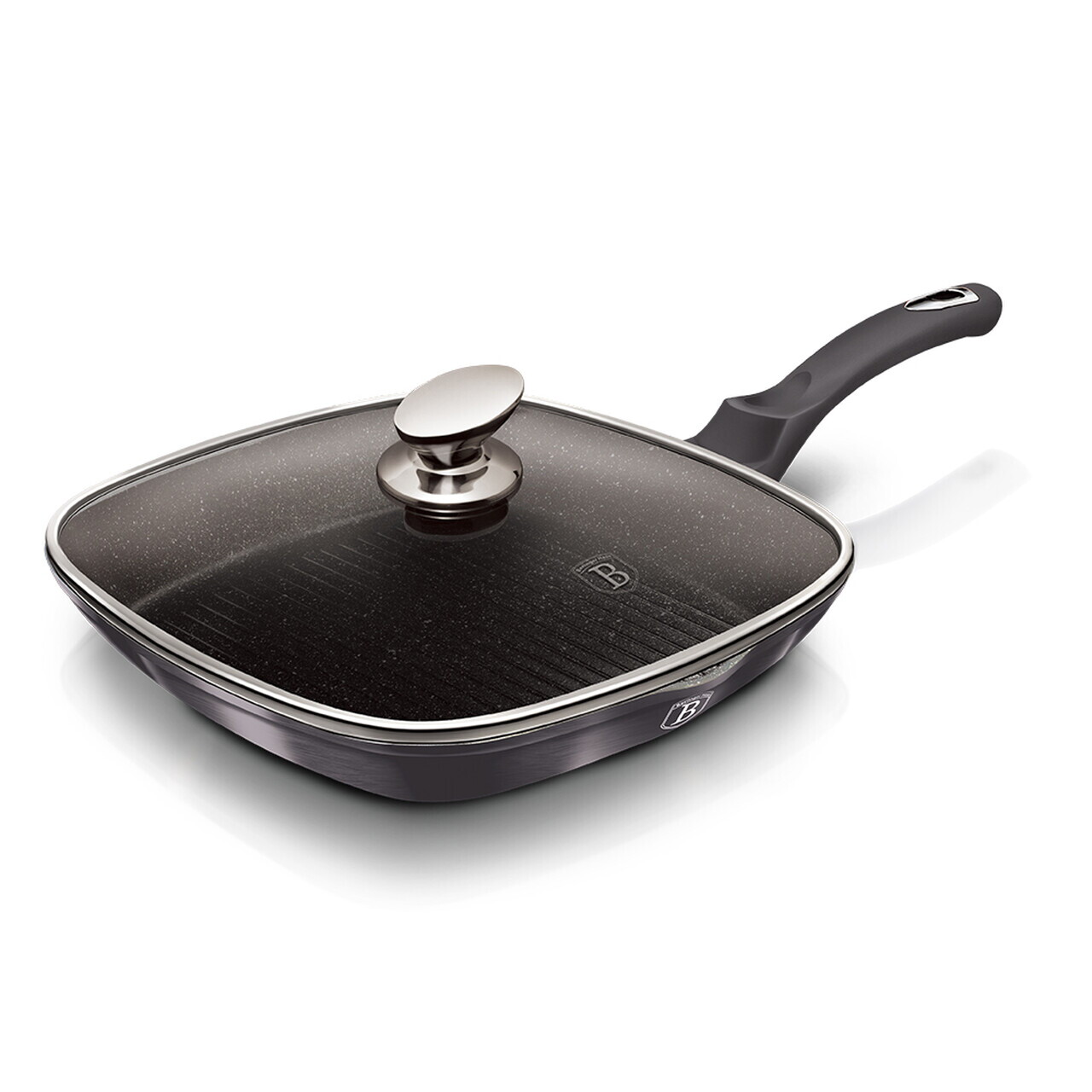 Tigaie grill cu capac Berlinger Haus, Carbon Pro, 28 cm, 2.1 L, aluminiu forjat, gri inchis - imagine 8