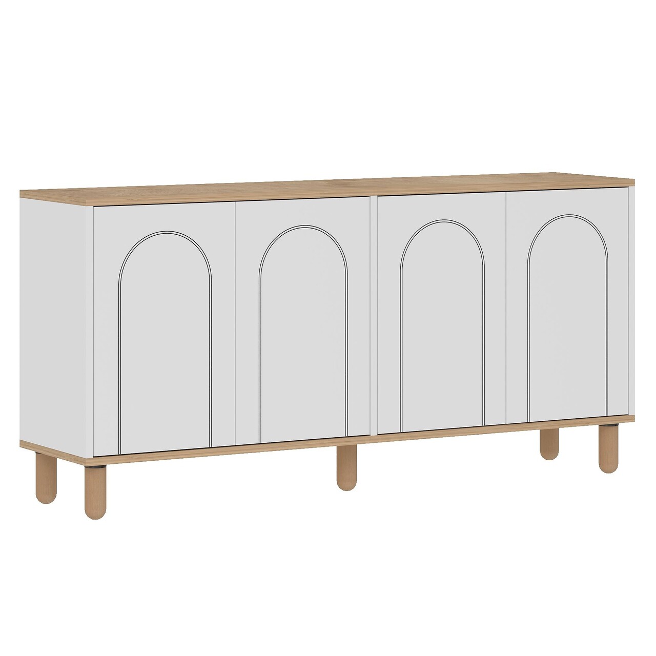 Consola, Hanah Home, Fayron, 150x73x36 cm, PAL, Stejar Safir / Alb - imagine 5