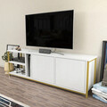 Comoda TV, Retricy, Primrose, 160x35.3x50.8 cm, PAL, Alb/Auriu