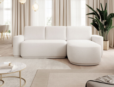 Coltar extensibil dreapta 4 locuri ELTAP, Aurumm, 285x180x92 cm, lemn/poliester, alb