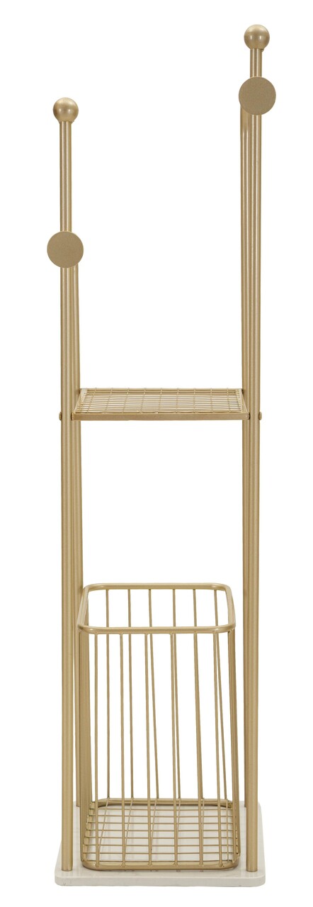 Suport pentru prosoape, Mauro Ferretti, Flish, 40x30x121 cm, metal/imitatie de marmura, auriu/alb - view 4