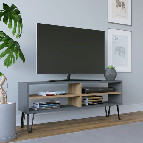 Comoda tv, retricy, farrar, 120x25x46.6 cm, pal, antracit / stejar