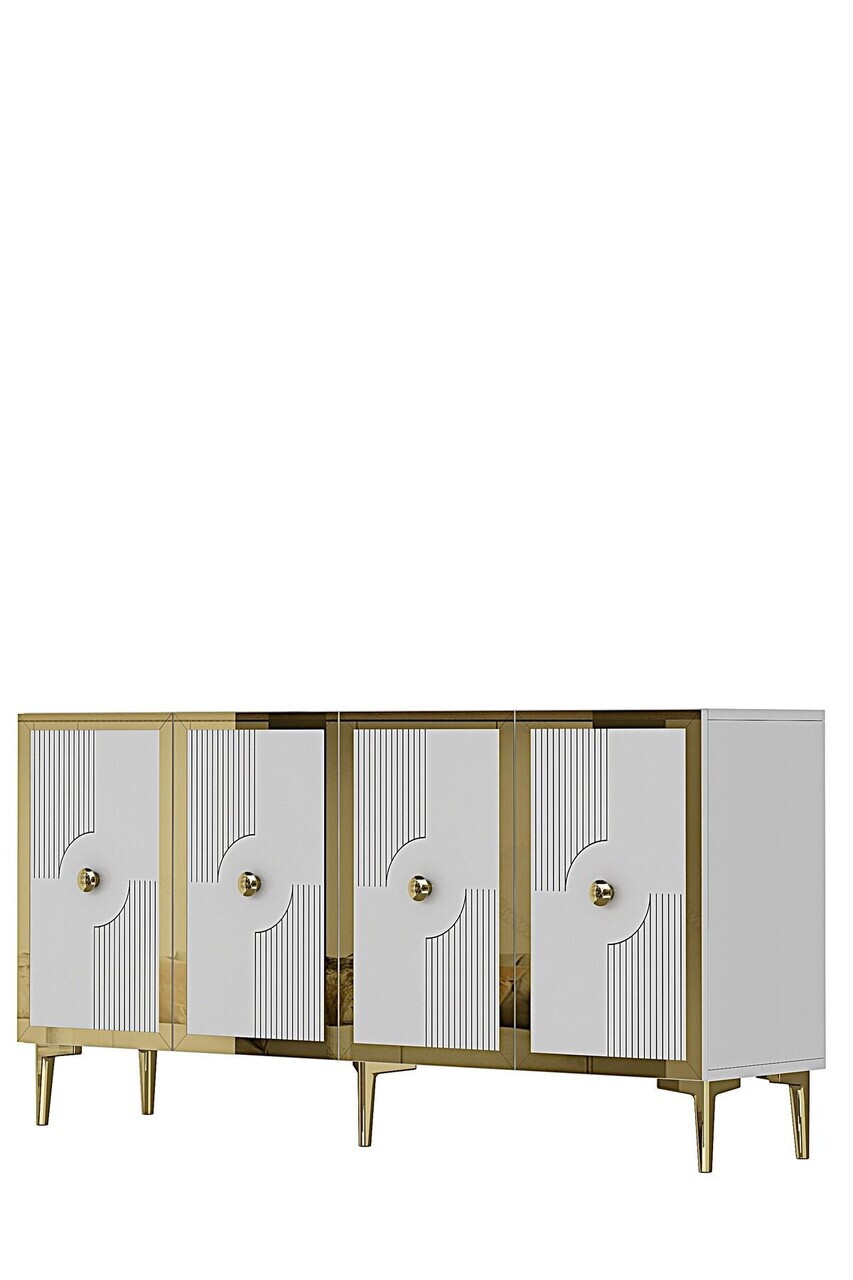 Consola, Hanah Home, Pega 150, 125x75x32 cm, Alb/Auriu — imaginea 5