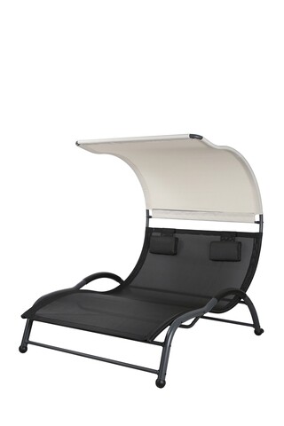 Sezlong dublu cu pavilion, abella, 136 x 165 x 166/85/30 cm, otel, multicolor