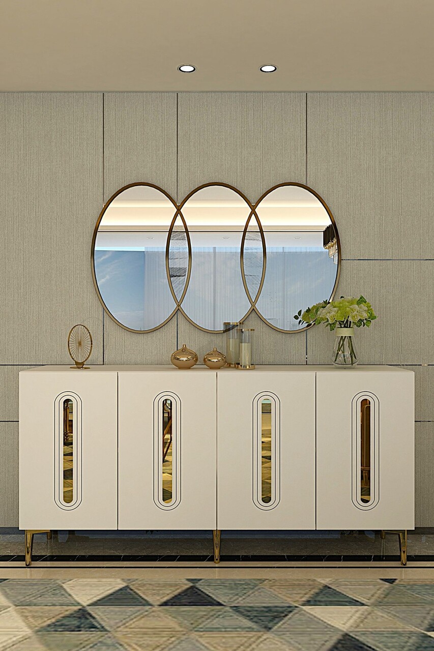 Consola, Hanah Home, Rany 150, 150x75x32 cm, Alb/Auriu - view 2