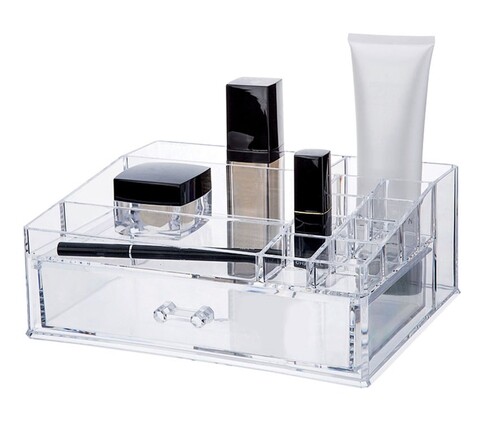 Organizator pentru cosmetice Compactor, 11 compartimente, transparent