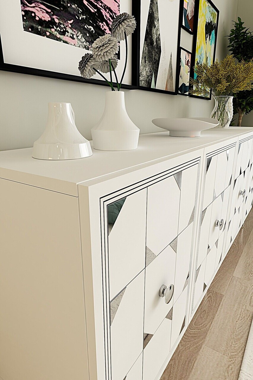 Consola, Hanah Home, Moka 180, 180x75x32 cm, Alb / Argintiu — imaginea 3