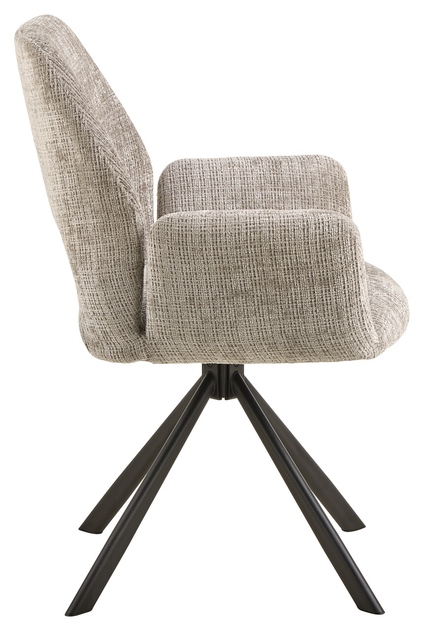 Scaun Graham, Actona, 59x62x87 cm, rotativ, tesatura Chenille/otel, gri - view 5