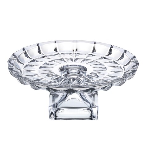 Platou pentru prajituri Clear, InArt, Ø29.5x12 cm, sticla