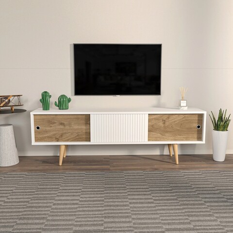 Comoda tv, zena home, ecrin, 160x45x34.5 cm, pal, alb / nuc