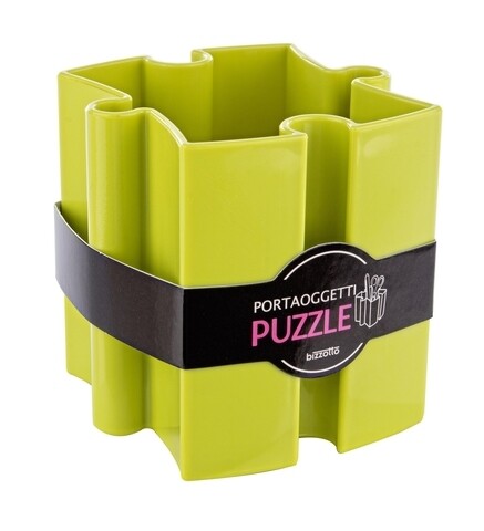 Suport pentru accesorii de birou, Puzzle, Bizzotto, 10×9.5×10 cm, verde Bizzotto