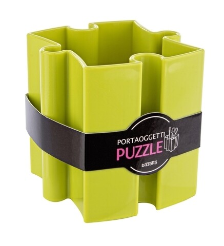 Suport pentru accesorii de birou, puzzle, bizzotto, 10x9.5x10 cm, verde