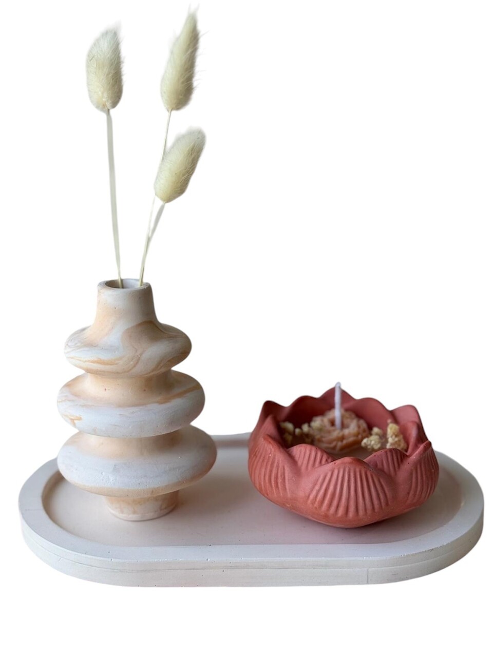 Set de lumanari, Glamour Candle 33ST, Beton, Roz/Alb