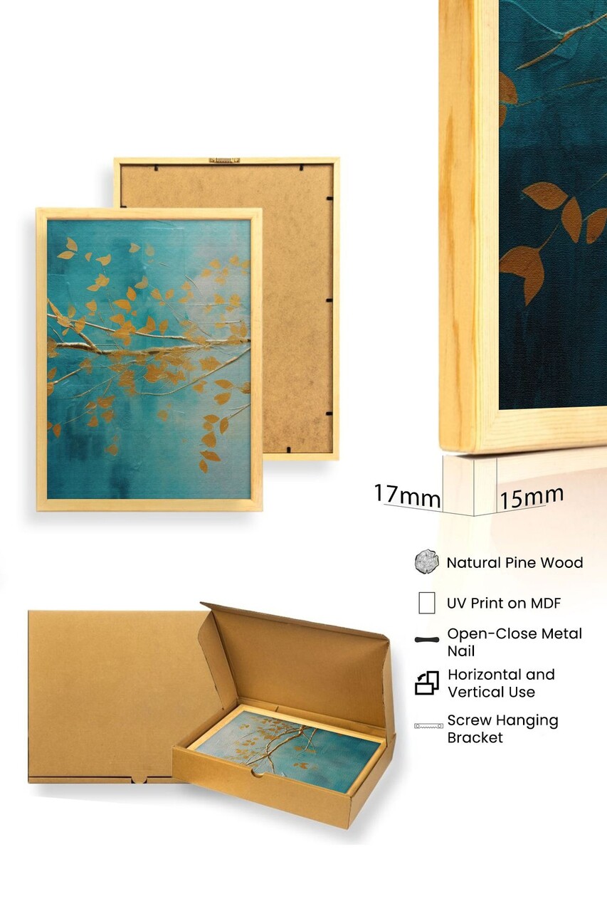 Set 3 tablouri decorative, Huhu485, Cadru: 100% LEMN MASIV (Grosime: 2,5 cm), Multicolor - view 3