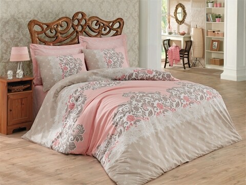 Lenjerie de pat pentru o persoana megan- beige, cotton box, 3 piese, bumbac ranforce, bej