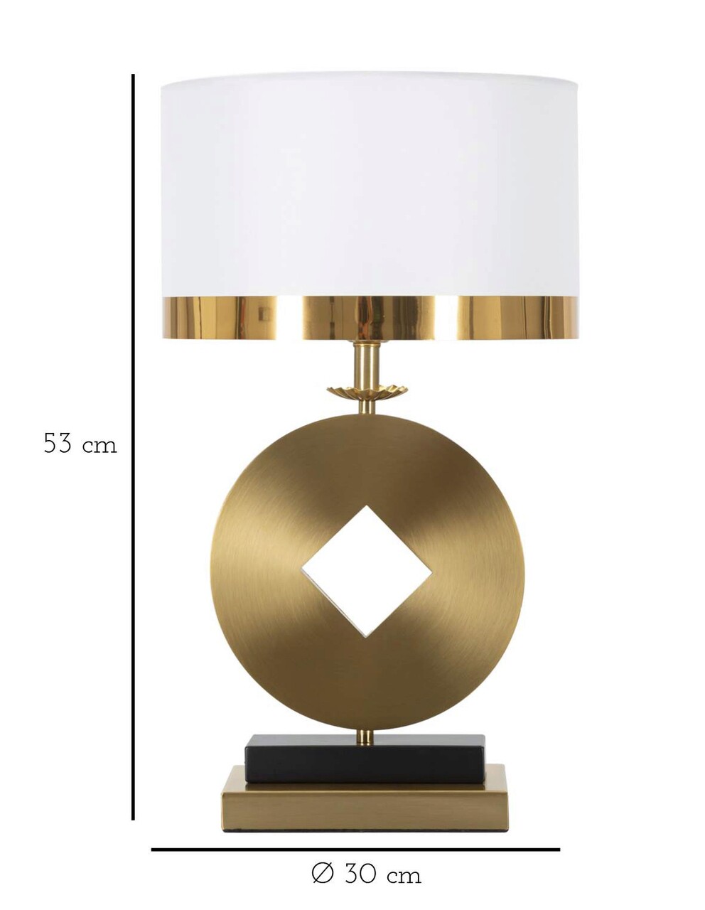 Lampa de masa Coin, Mauro Ferretti, Ø30 x 53 cm, 1 x E27, 40W, fier/textil, auriu/alb
