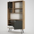 Biblioteca Karamel, Tera Home, 90x25x160 cm, gri/maro