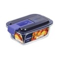 Caserola ermetica dreptunghiulara, Luminarc, Easy Box, 0.38 L, sticla, albastru/transparent