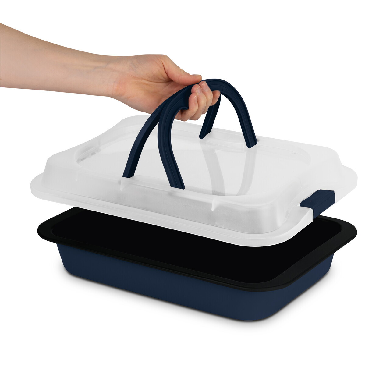 Tava cu capac Berlinger Haus, Deep Sea, 36x24.5x5.5 cm, otel carbon/plastic, albastru mat - imagine 6