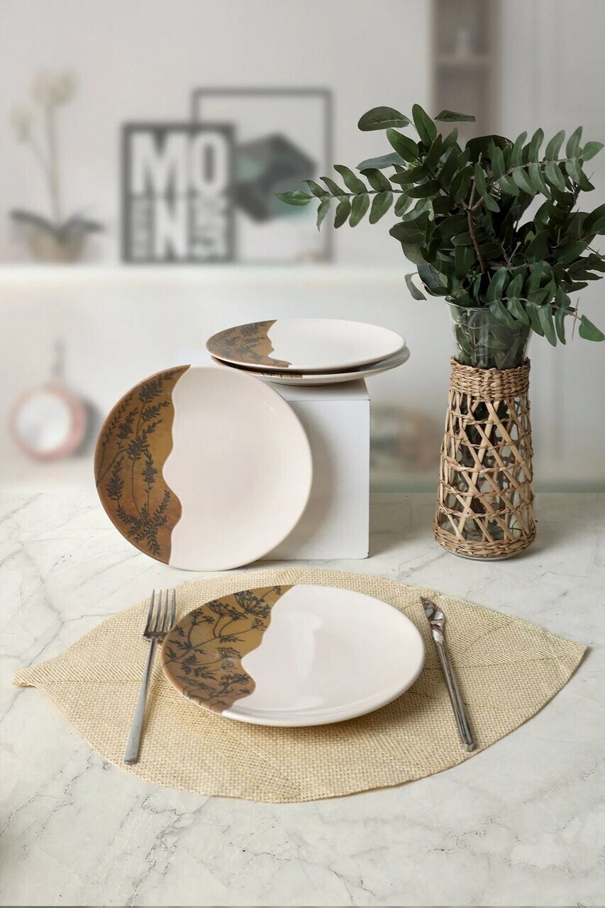 Set farfurii pentru desert, Hermia, 275KRM2011, Ceramica, Maro/Alb - view 2