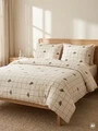 Lenjerie de pat King Size, Merri, Homla, 200x220 cm, 3 piese, bumbac, bej
